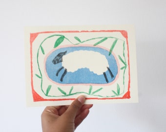 A5 Lamb | Risograph Print | Artwork | Risoart | Riso | Sketchbook | Risograph Poster