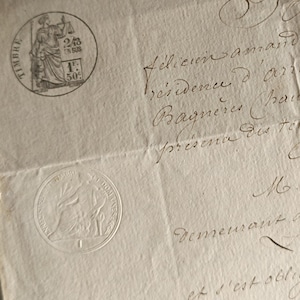Antiek Frans juridisch document manuscript handgeschreven 1874 kalligrafie oud papier perkament