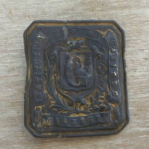 Officers Belt Buckle Institution Gariers Bagneres Curio Cabinet Antique 19th Century Uniform