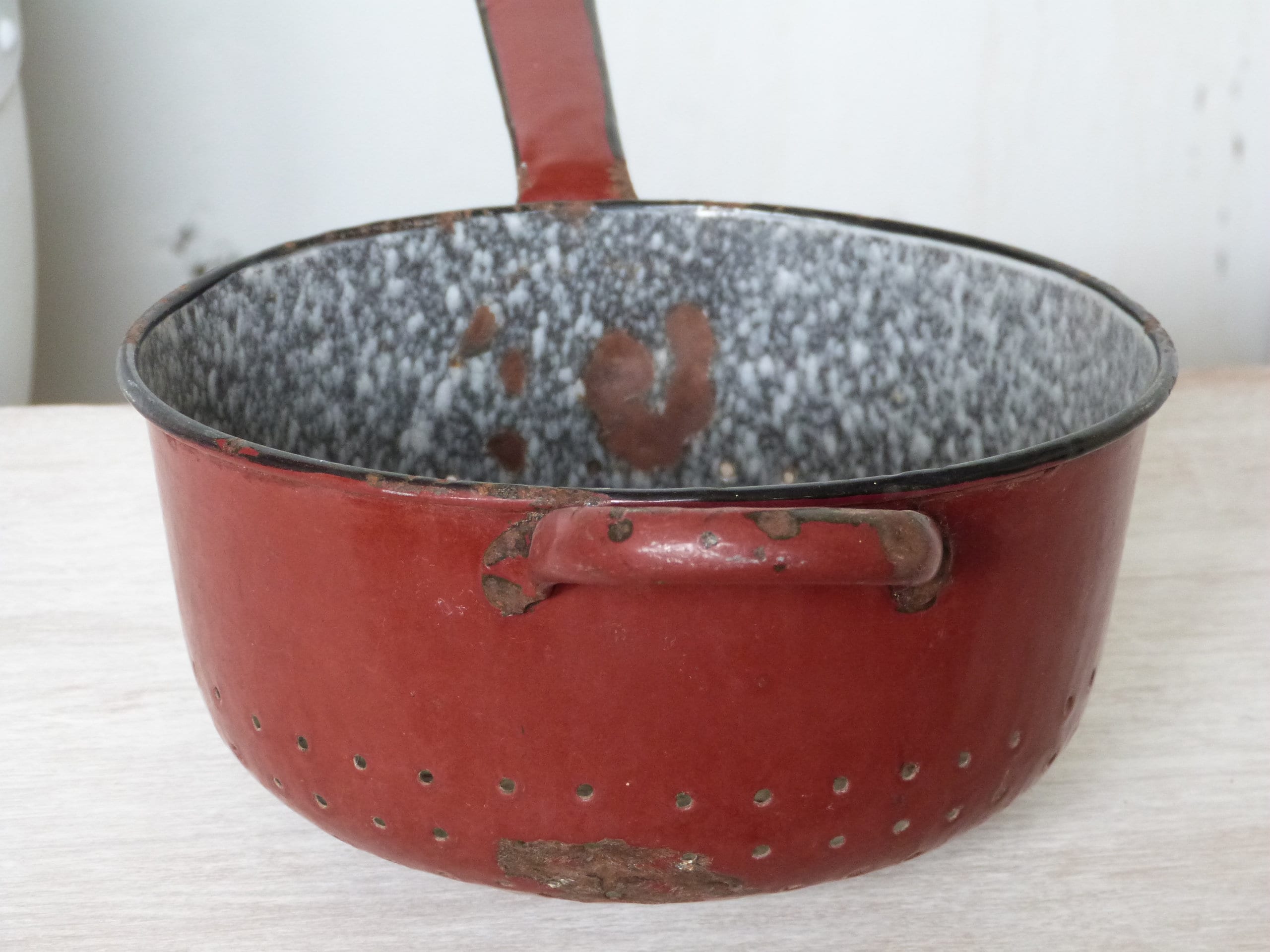 Vintage Rust Red Enamel Colander Strainer French Enamel Ware Etsy