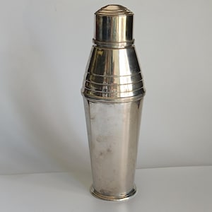Art Deco Cocktail Shaker by Adie Brothers London Silver Plate Hallmarked Vintage Mixologist Gift Bartender