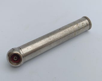 Medidor de neumáticos EDCO vintage de los años 30, cromado, de 1 a 8 kg, herramienta agrícola antigua de metal.