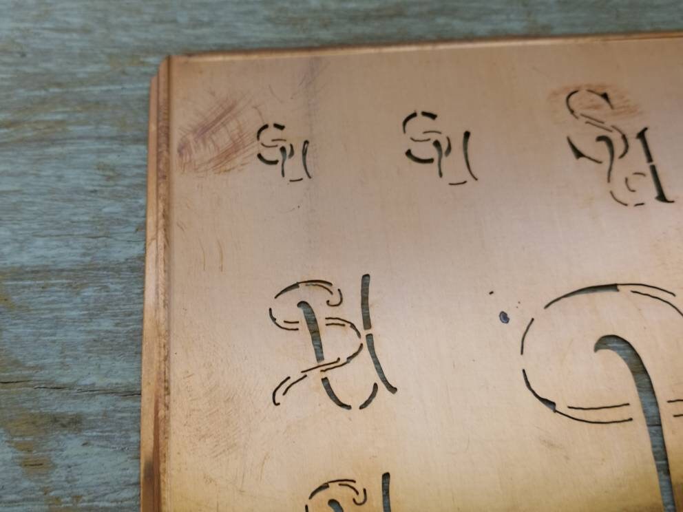 Antique Copper Stencil Monogram Initials S U Art Nouveau Script ...