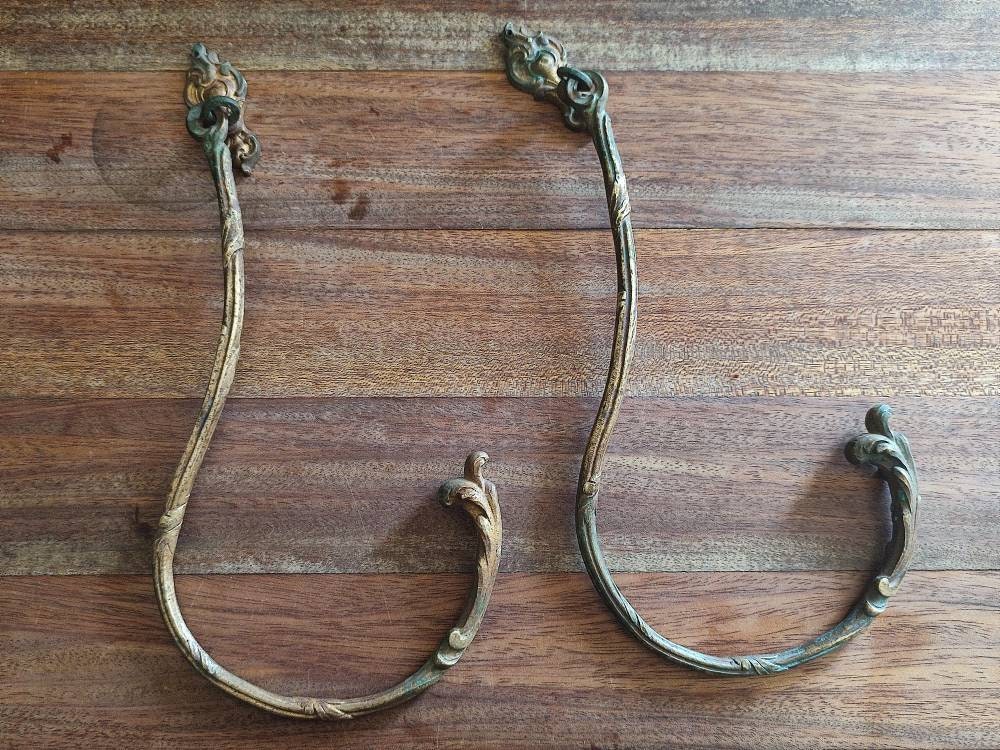 Porte-Rideaux Antiques Ormolu Bronze Doré Français Ensemble Orné de 2 Dos Cravate