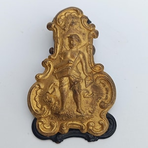 Antique French Brass Paper Document Clip La Poste Letter Holder Vintage Money Clip