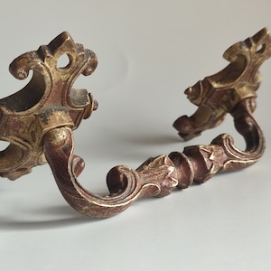 Antique Bronze Pull Handle Ormolu French Ornate Drawer or Door Pull Circa 1880