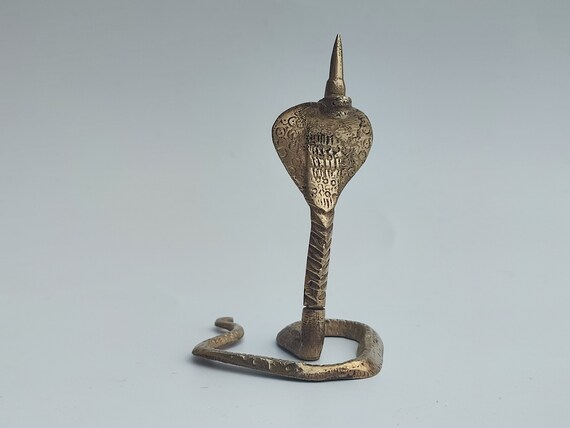 King Cobra Vintage Brass Statue Sculpture Snake Serpent Figure Candle Holder Receipt or Note holder