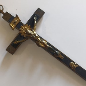 Large Antique French Pectoral Pendant Cross  Christ crucifix Napoleon III