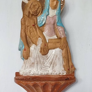 Benitier, Holy Water Font, Roger Guerin, Gres Bouffioulx, Vintage Circa 1950.