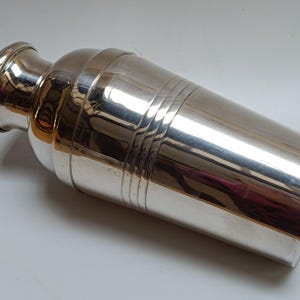 Art Deco Cocktail Shaker Silver Plate French Hallmarked Vintage Mixologist Gift Bartender
