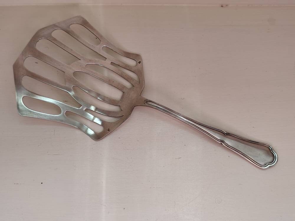 Antique Asperges Serveur Spatule Plaque d'argent Vintage Français Art Déco Servant Couvert Paris
