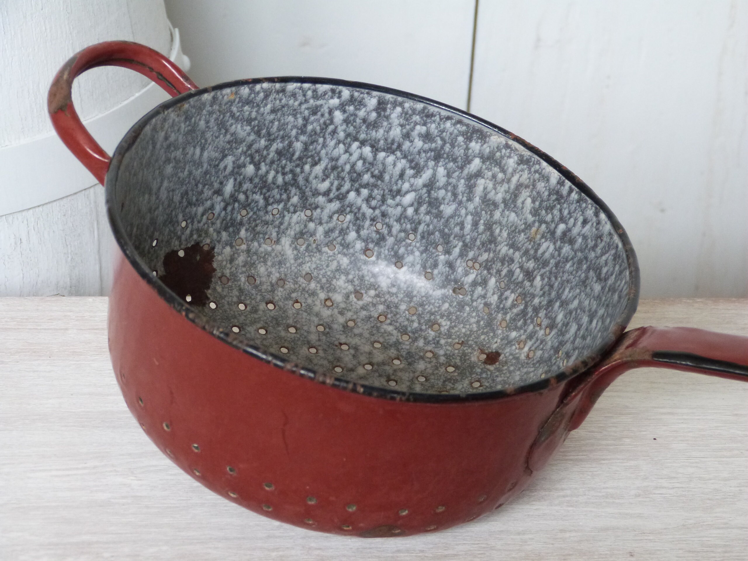 Rusty Colander Vintage Rust Red Enamel Colander Strainer French Enamel Ware | Etsy