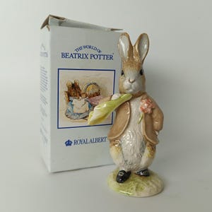 Beatrix Potter Benjamin ha mangiato una foglia di lattuga Royal Alber Bunny Ceramic Figurine Porcellana Statua da Peter Rabbit Vintage Figure BP6