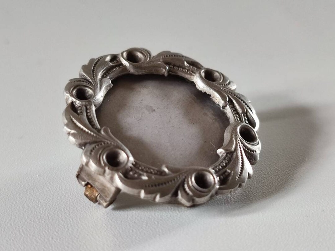 BROCHE ANCIENNE PORTE Photo 1900 en Argent Antique French