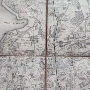 Montreuil Mapa francés antiguo con respaldo de lino y encuadernado Librairie Militaire J Dumaine