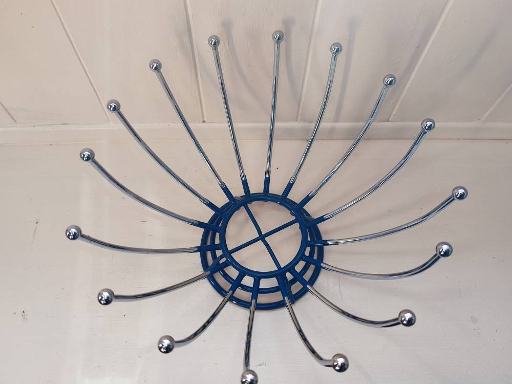 Vintage Chrome Fruit Bowl Sputnik Footed Wire Work Dish
