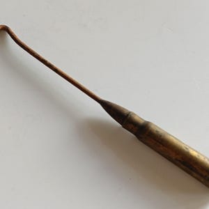 French WW1 Trench Art Button Hook Lace Pull Crochet Copper Brass and Steel