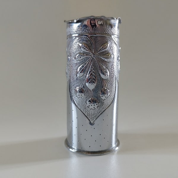 WW1 Trench Art Verchromte Vase aus 37 mm Französischem Artillerie-Granatengehäuse Großer Krieg - 1916