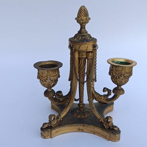 Antique Ormolu Louis XVI Candlestick Stick 2 branch candelabra Candle Holder Metal French