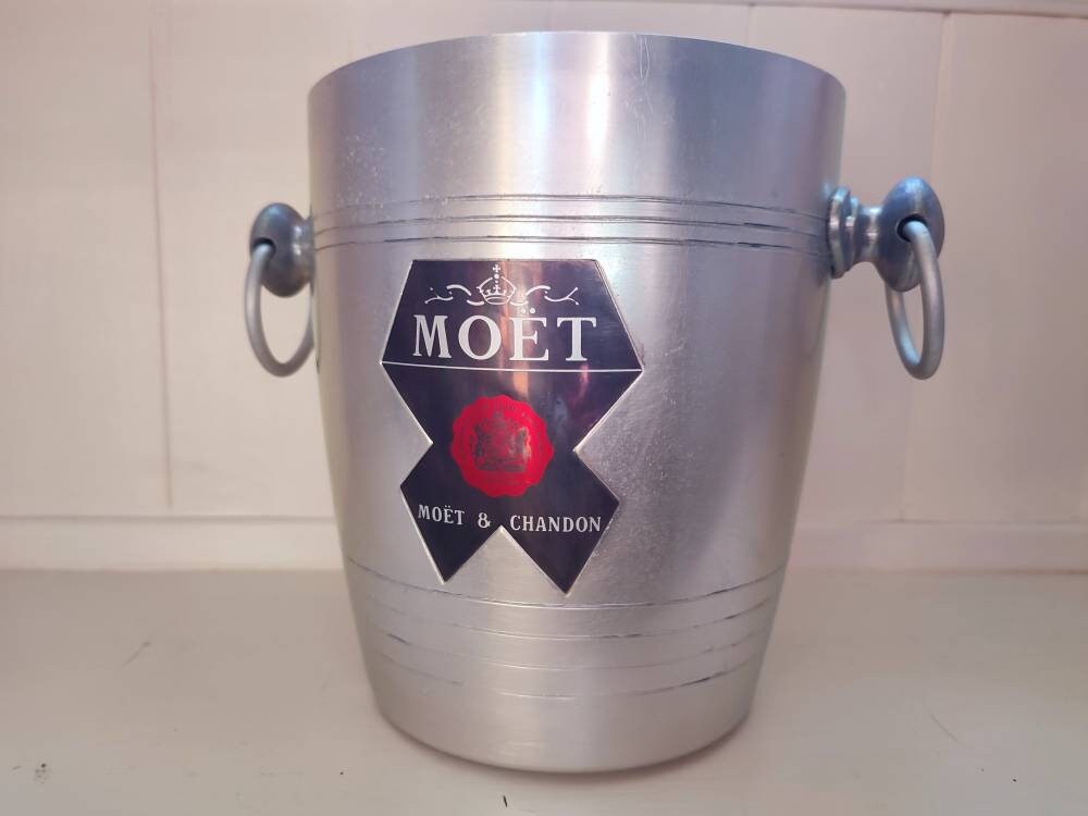 Vintage Moet & Chandon Cooler Seau à Glace en Aluminium Art Déco Style