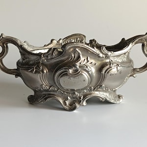Jardeniere Art Nouveau Planter Pot Spelter with Silver Wash Rococo
