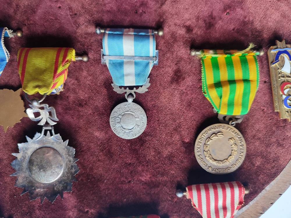 French Resistance WW2 French Military Medal Collection in Frame