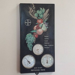 Vintage Bayer Phytochim Smalto Segno Termometro Barometro Farmacia Agricoltura Pubblicità