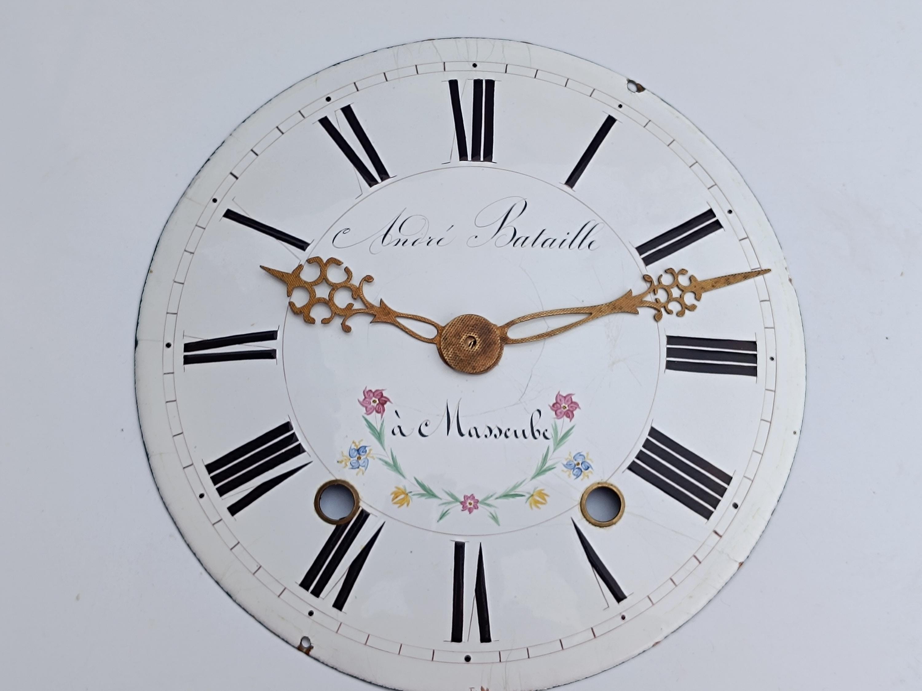 Horloges - -FRONTON TOUR CADRAN HORLOGE COMTOISE LAITON Repoussé