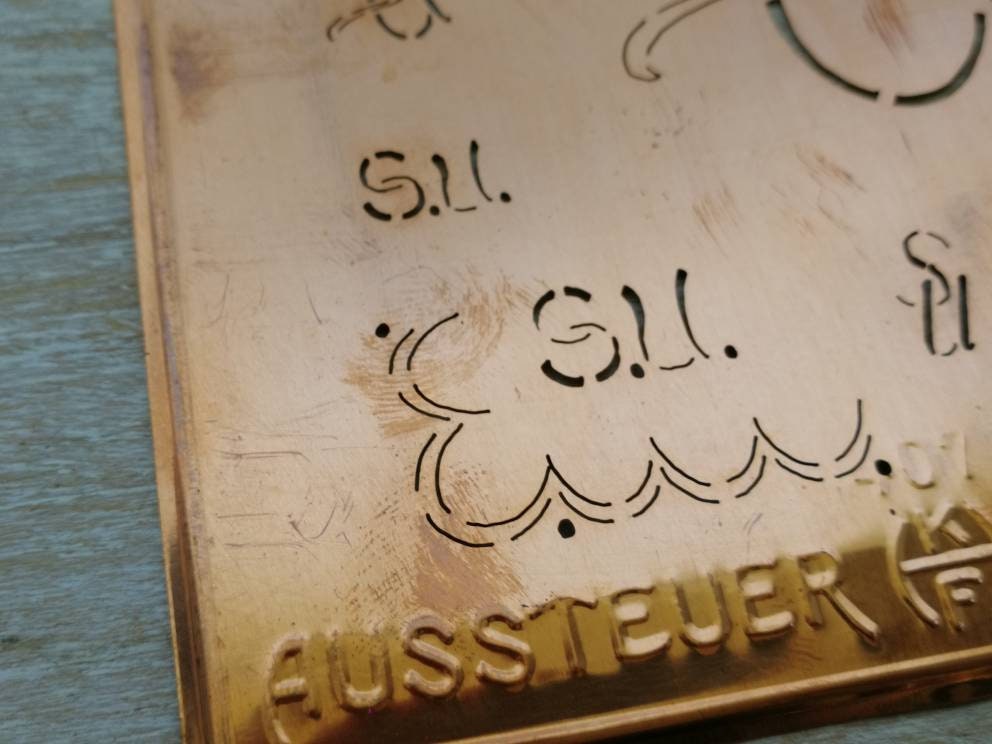 Antique Copper Stencil Monogram Initials S U Art Nouveau Script ...