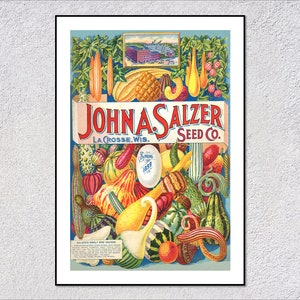 Vintage Fruit and Vegetable Poster Reproduction | Colorful Garden Illustration from 1899 | Rustic Wall Print