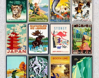 Set of 12 Vintage Travel Postcards  -  Vintage Travel Ads - 4" X 6" or 10 X 15 cm - 5" X 7" or 13 X 18 cm