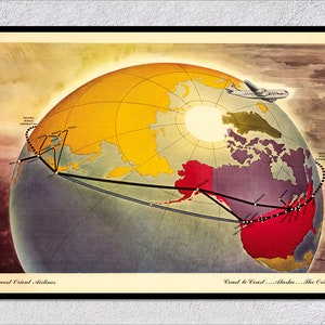 Northwest Orient Airlines Vintage Aviation Poster, Pilot Gift, Aircraft Wall Decor Print