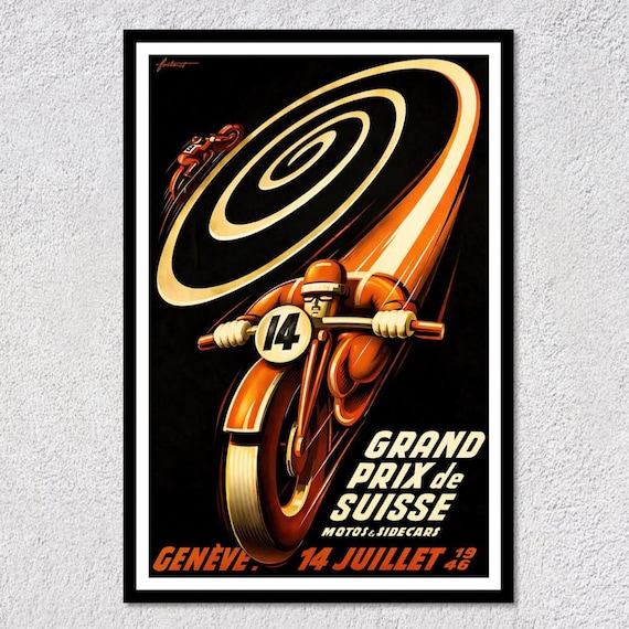 1946 Swiss Motorcycle Racing Poster | Historic Motorsport Wall Art
