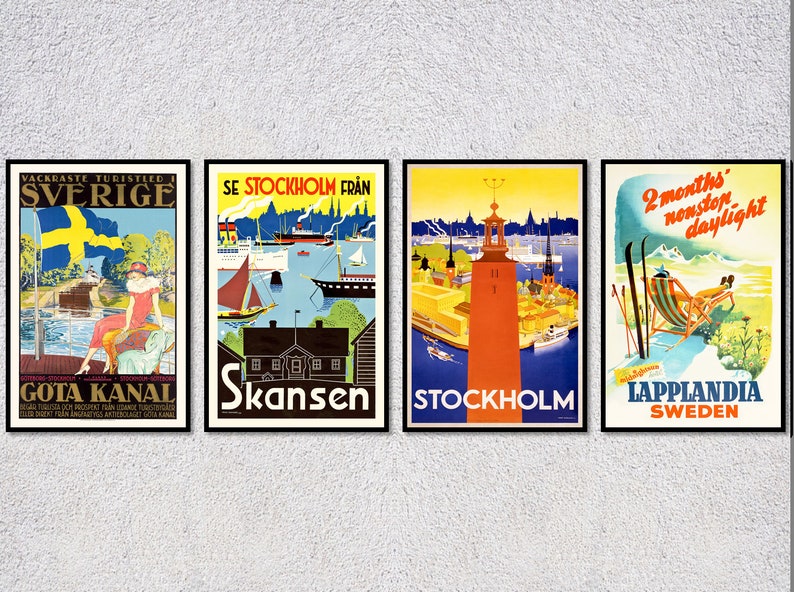 Retro Swedish Posters Sweden Vintage Art Poster Etsy