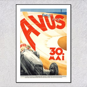 1930s German Speed Poster Reproduction | Vintage Racing Print | Historic Car Art Wall Decor