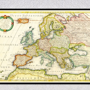 Historische kaart van Europa (1653) – Centraal- en Oost-Europa – vintage kunstreproductie aan de muur