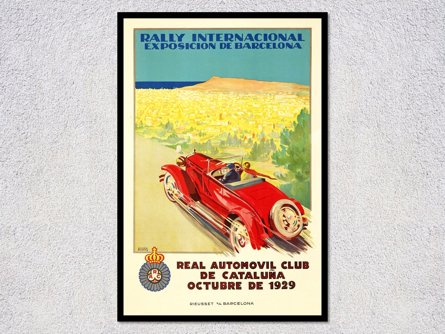 Spanish Motorsport Poster Montjuic Barcelona Catalonia AUTOMOVIL 