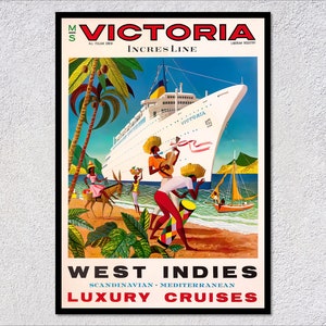 Vintage MS Victoria: Mediterranean Luxury Cruises Reproduction Poster