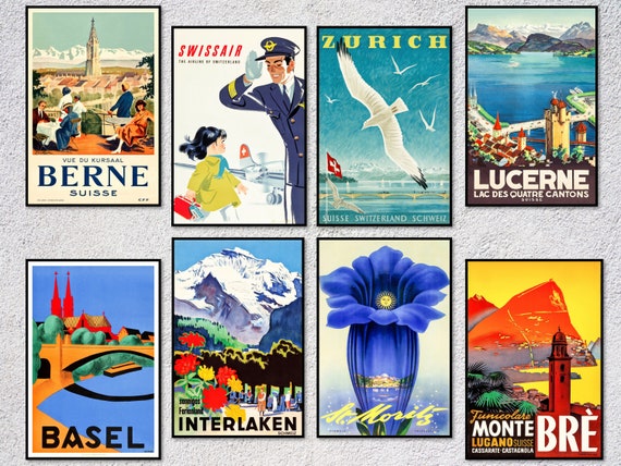 Switzerland Vintage Travel Poster Swiss Travel Posters Retro World
