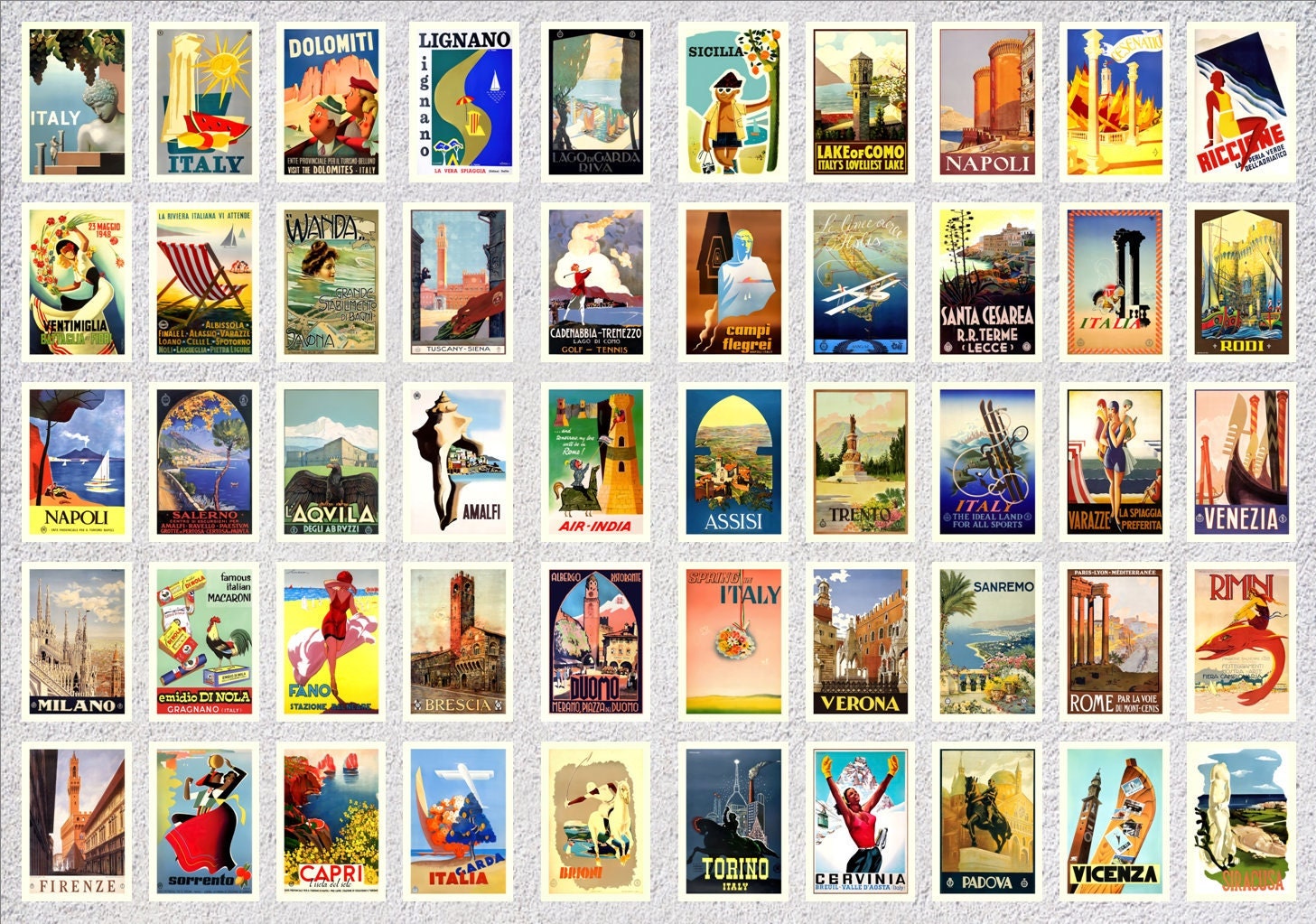 Italian Postcards Set of 100 | Vintage Travel Poster Reprints | Italy Souvenir Card Pack