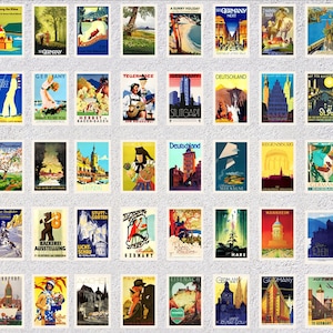 Conjunto de 50 postales antiguas alemanas / Reimpresión de anuncios de viajes coleccionables / Paquete de postales retro