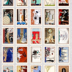 Cartes postales vintage 25 pcs | La France au XVIIIe siècle par Georges Barbier - 10 x 15 cm ou 10 x 15 cm - 13 x 18 cm ou 13 x 18 cm