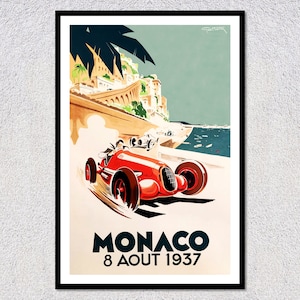 1937 Riviera Auto Race Poster Reproduction | Vintage Car Print | Historic Coastal Motorsport Artwork