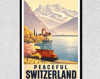Schweizer Vintage Landschaft Reise Poster | Vierwaldstättersee Vierwaldstättersee Wall Art
