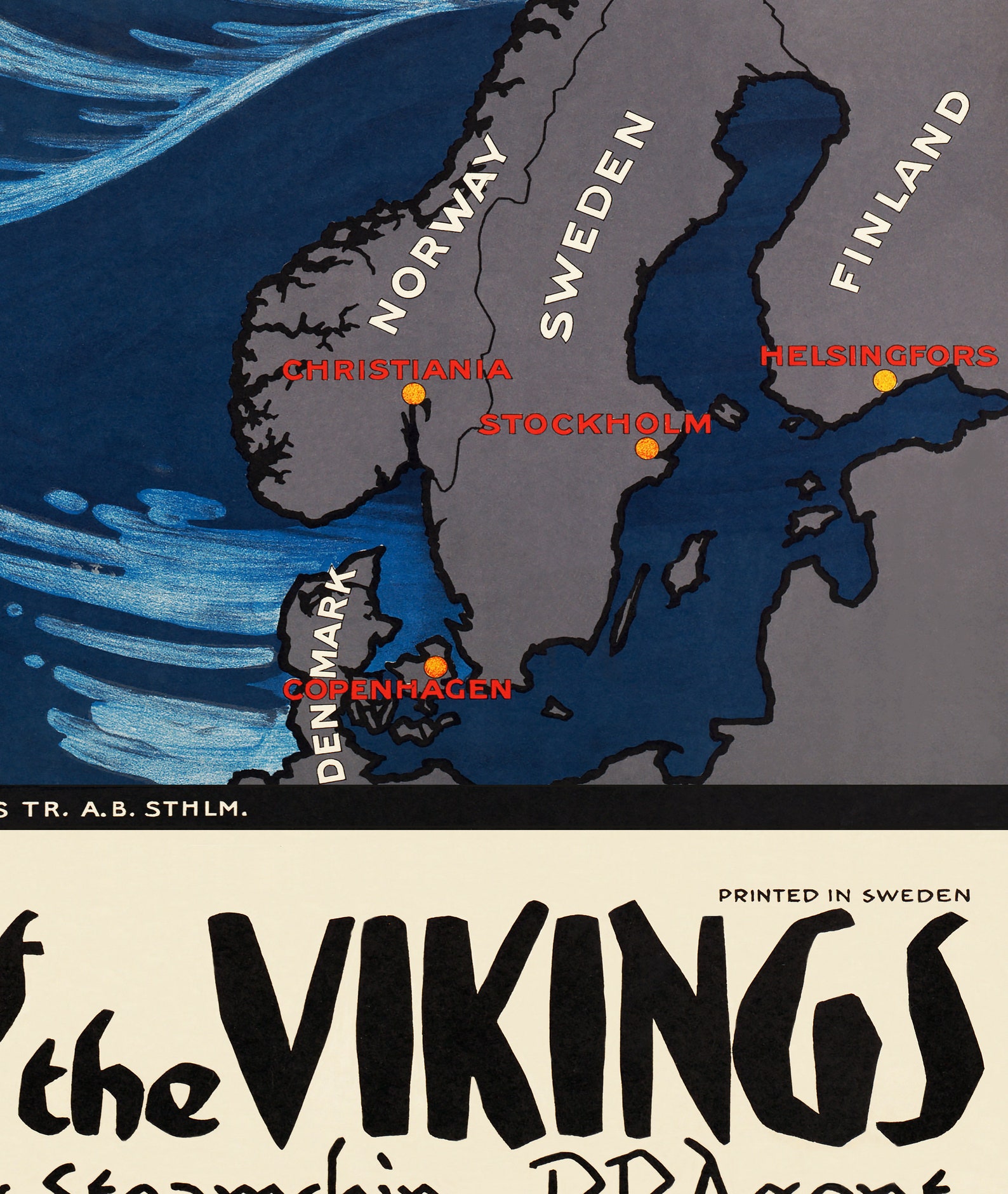 Vintage Vikings Poster See the Land of the Vikings Etsy