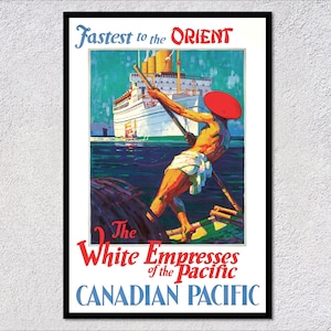 Cruceros Orient Line - Barcos de vapor de Canadian Pacific - Póster de viaje vintage - Pósteres y publicidad
