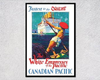 Orient Line Cruises -  Canadian Pacific Steamships - Vintage Travel Poster - Posters & Advertising