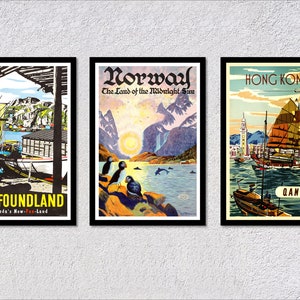Colección de carteles de viajes: Roma, París, Grecia y Europa de época. Carteles de viajes de estilo retro. Juego de 3.