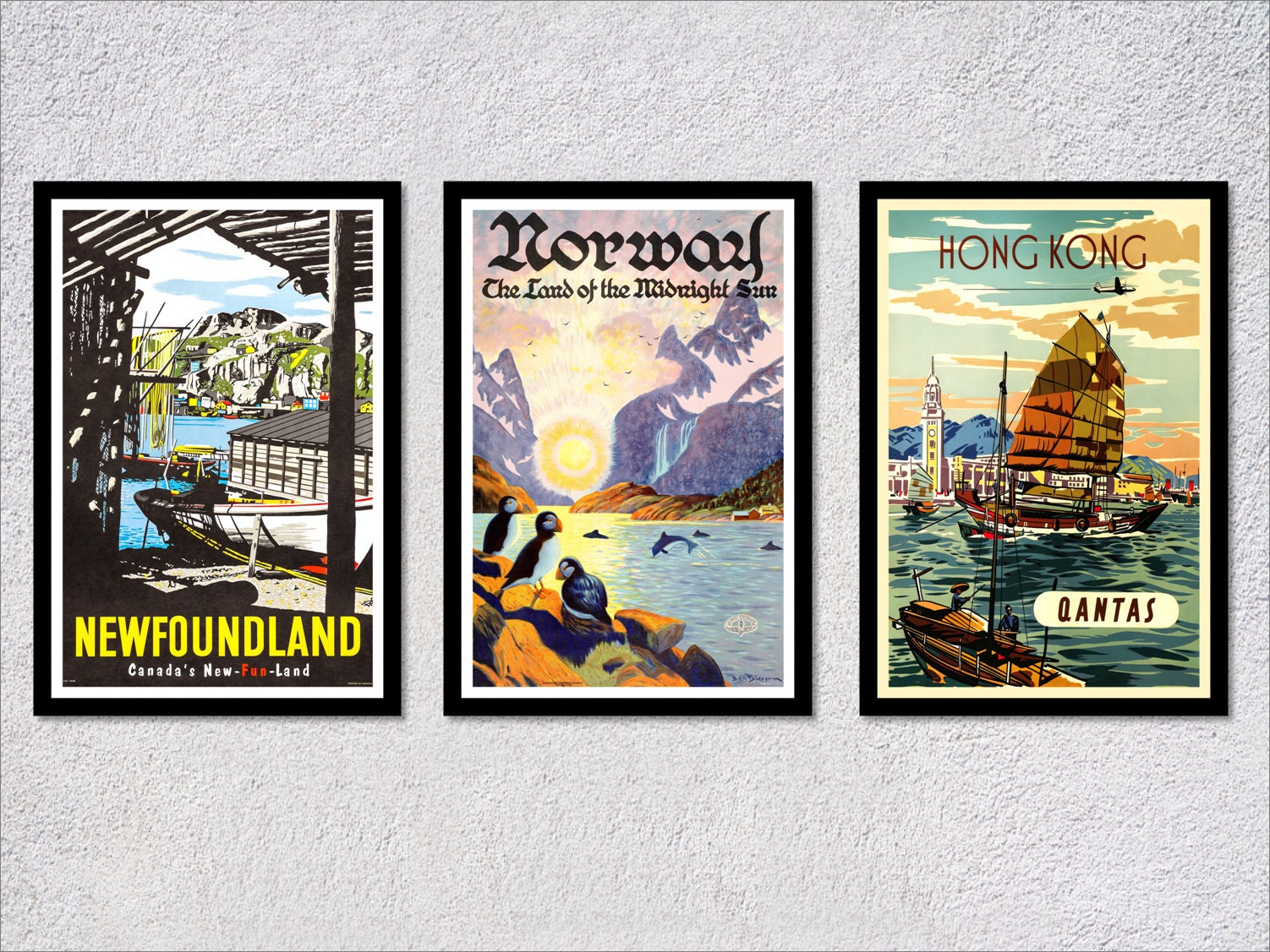 Travel Poster Collection - Vintage Rome, Paris, Greece, Europe - Retro Style Travel Poster - Set of 3