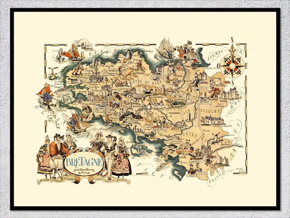 Bretagne Vintage Map Browse All : Images Of Bretagne (France) And